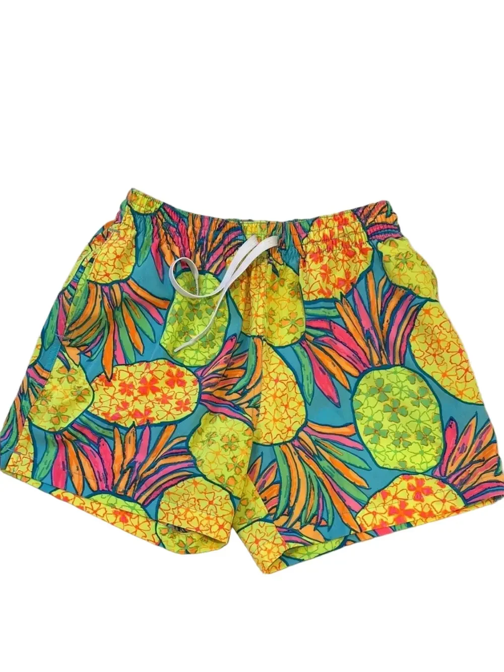 Chubbies Men's Swim Shorts Sz S Pineapple Print Yellow/Teal vacay summer beach